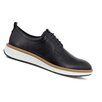 Men's Ecco St.1 Hybrid 5-eyelet Derby Dress Shoes Black | USA 526UZG